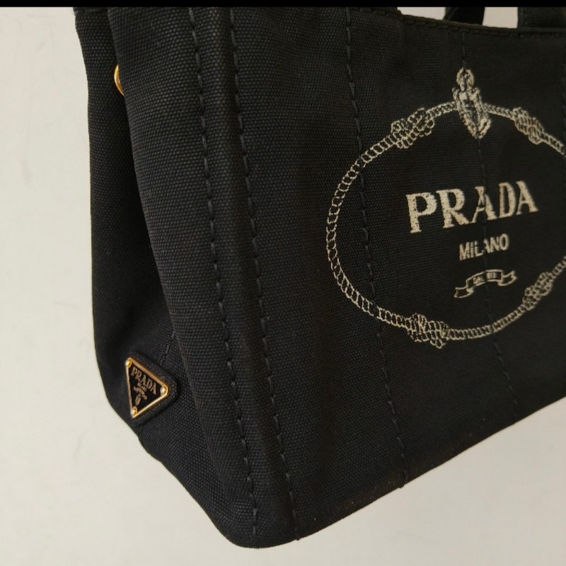 ❤️感恩月❤️折扣最後倒數至5/31‼️【8成新】㊣✨PRADA✨普拉達 黑灰色 牛仔布 兩用 手提包 肩背包 斜背包 /二手包/二手精品-13