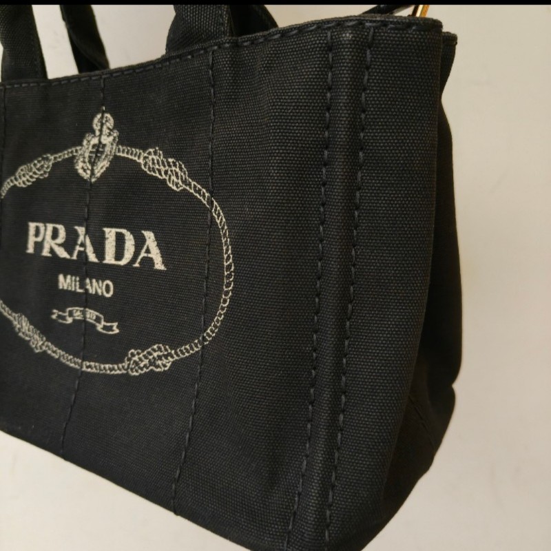 ❤️感恩月❤️折扣最後倒數至5/31‼️【8成新】㊣✨PRADA✨普拉達 黑灰色 牛仔布 兩用 手提包 肩背包 斜背包 /二手包/二手精品-15