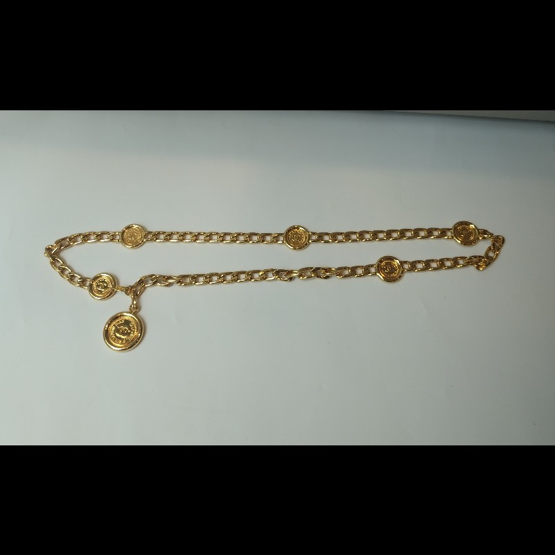 Chanel 金鍊金幣古董腰鍊/可當長項鍊用-3