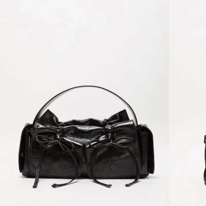 ACNE STUDIOS 黑色蝴蝶結腋下包-0
