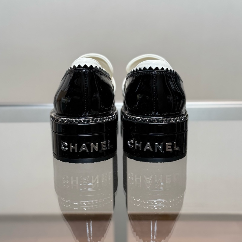 CHANEL香奈兒 圓頭漆皮拼色樂福鞋 35.5碼-3