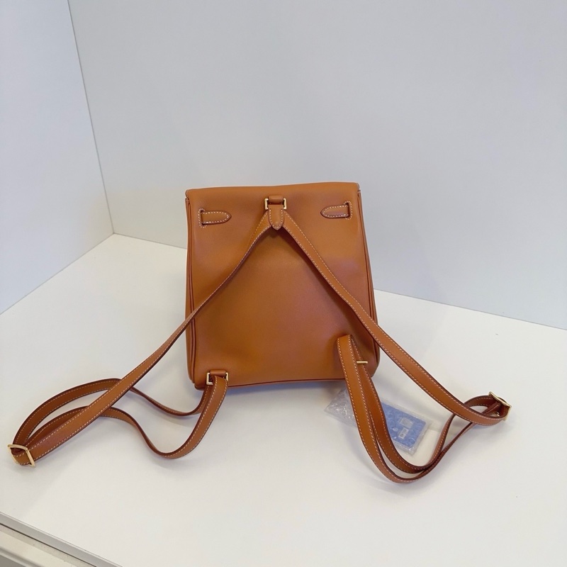 98新🆕Hermes愛馬仕 經典kelly ado 金棕雙肩包 框A 金扣 🧡正品-1