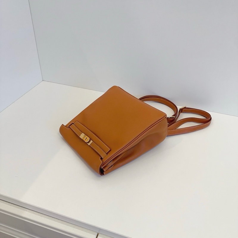 98新🆕Hermes愛馬仕 經典kelly ado 金棕雙肩包 框A 金扣 🧡正品-6
