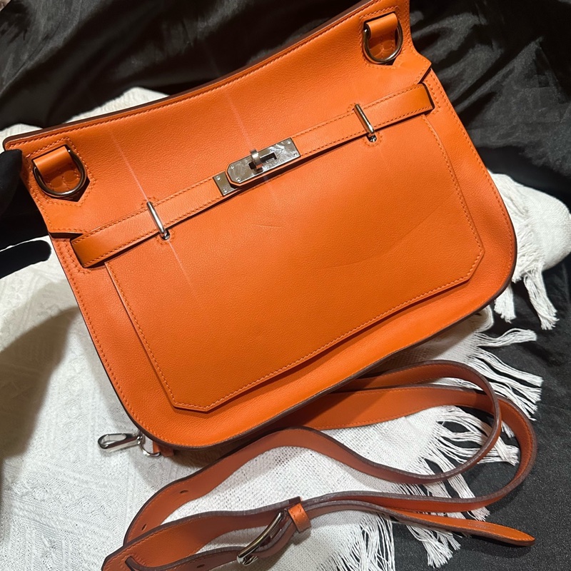 Hermès 愛馬仕吉普賽28 橘色 框o刻 附件 肩帶-0