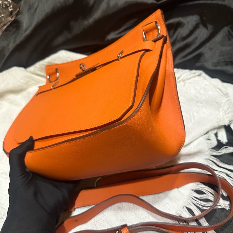 Hermès 愛馬仕吉普賽28 橘色 框o刻 附件 肩帶-2