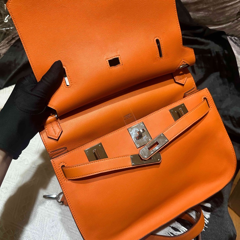 Hermès 愛馬仕吉普賽28 橘色 框o刻 附件 肩帶-9