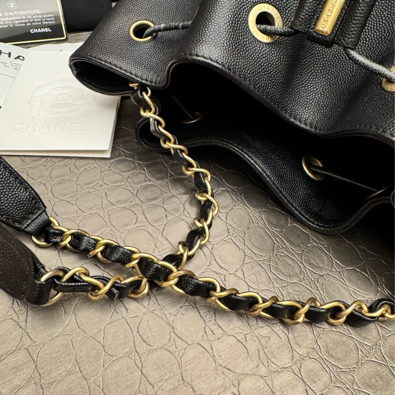 Chanel 荔枝牛皮 鉚釘斜挎肩背包-4