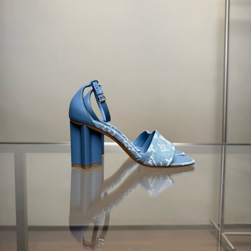 Louis Vuitton路易威登 LV 藍牛仔老花高跟涼鞋  38碼-2