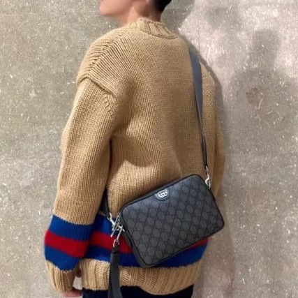 GUCCI古灰色老花Ophidia系列單肩斜挎包🌍