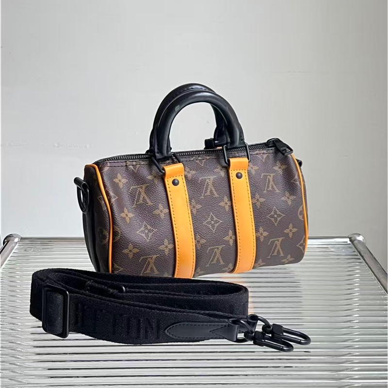 🔥新到： LV/路易威登老花橙色條紋 keepall25手提斜挎包芯片款，尺寸：25*11*15-1