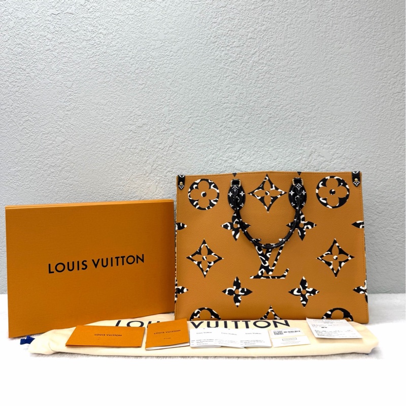 閒置新🆕LV onthego 限量拼色 叢林系列 大號 手提包托特包金扣 ❤️正品-1