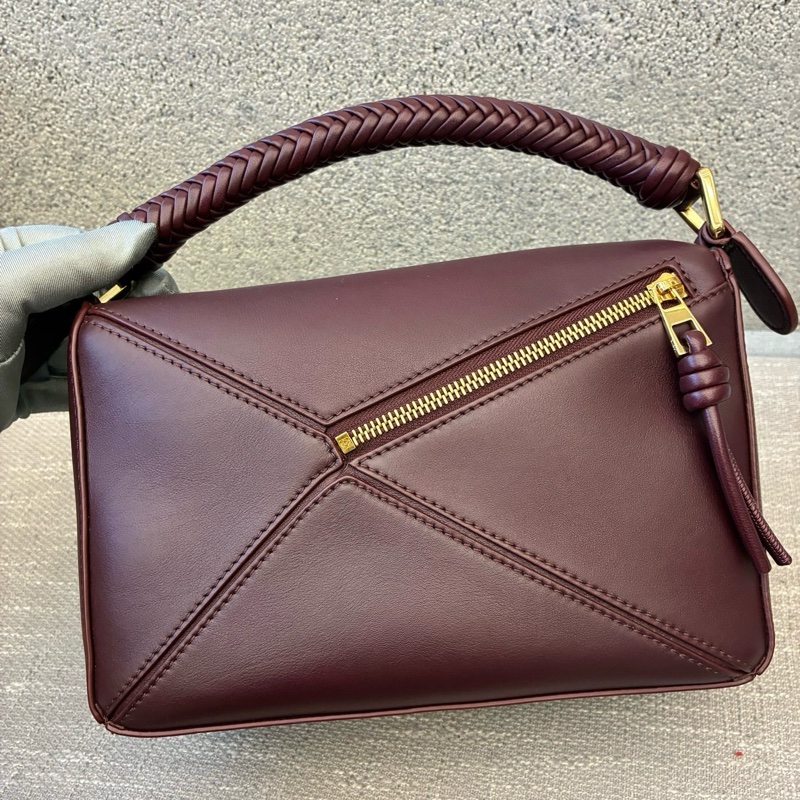 閒置新🆕Loewe/羅意威puzzle小號 手提包斜背包 酒紅色 金扣 ✅正品-5