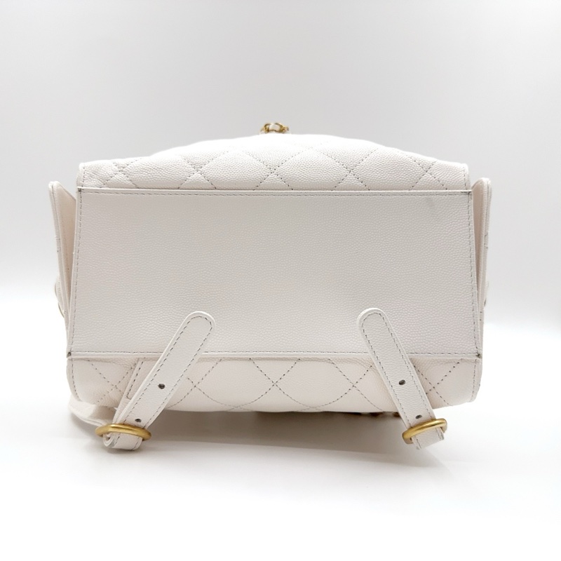 Chanel 香奈兒 白色25bag雙肩包書包 芯片款 金扣 99新❤️正品-4