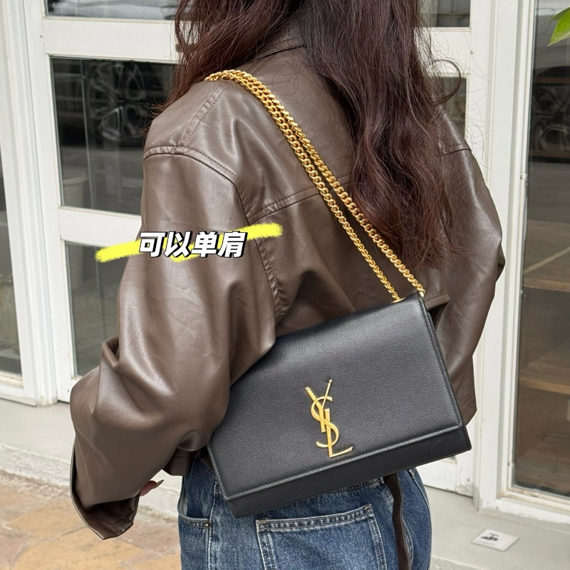 【極新🎁】 YSL KATE 聖羅蘭 黑金肩背包 專櫃最新款 (專櫃73,700)-16