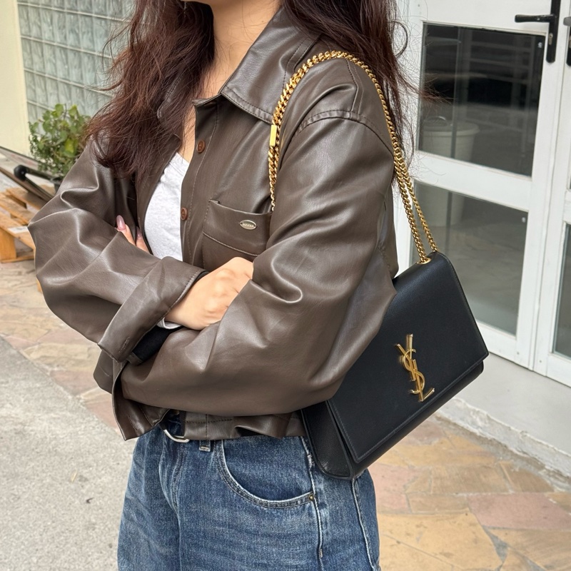 【極新🎁】 YSL KATE 聖羅蘭 黑金肩背包 專櫃最新款 (專櫃73,700)-19
