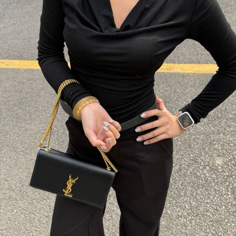 【極新🎁】 YSL KATE 聖羅蘭 黑金肩背包 專櫃最新款 (專櫃73,700)-20