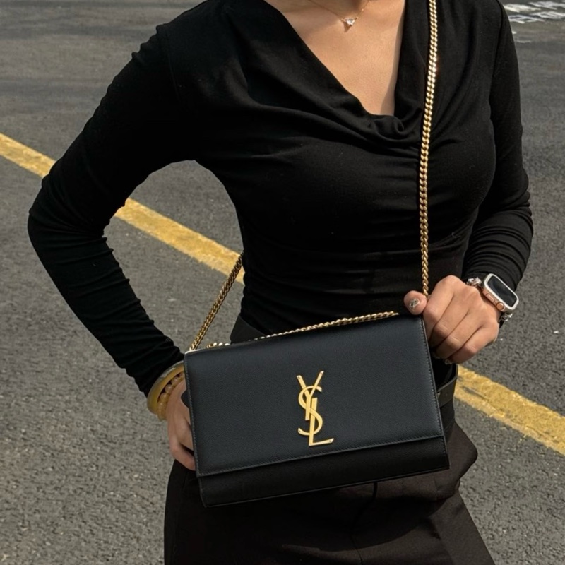 【極新🎁】 YSL KATE 聖羅蘭 黑金肩背包 專櫃最新款 (專櫃73,700)-21
