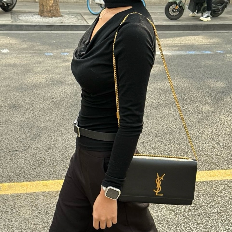 【極新🎁】 YSL KATE 聖羅蘭 黑金肩背包 專櫃最新款 (專櫃73,700)-22