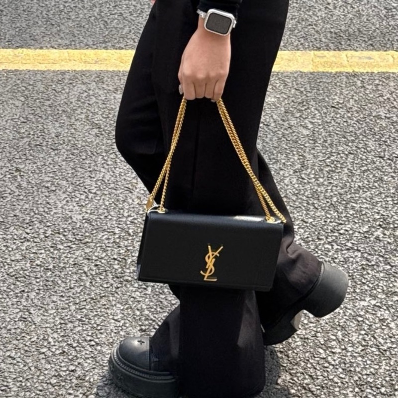 【極新🎁】 YSL KATE 聖羅蘭 黑金肩背包 專櫃最新款 (專櫃73,700)-23