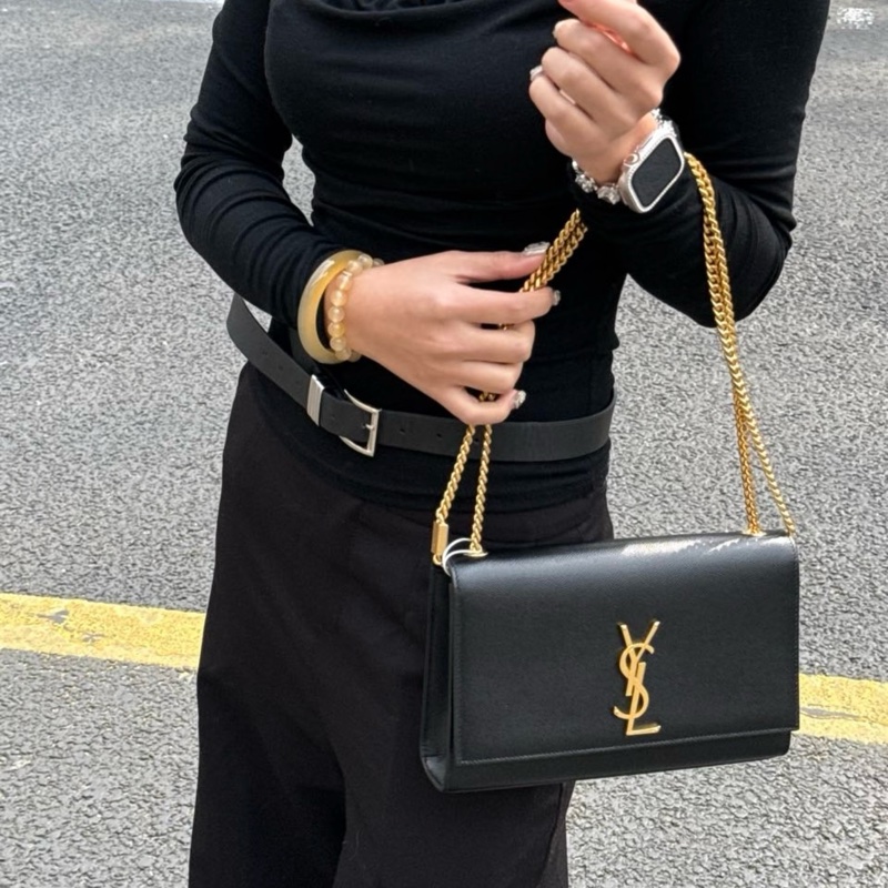 【極新🎁】 YSL KATE 聖羅蘭 黑金肩背包 專櫃最新款 (專櫃73,700)-24