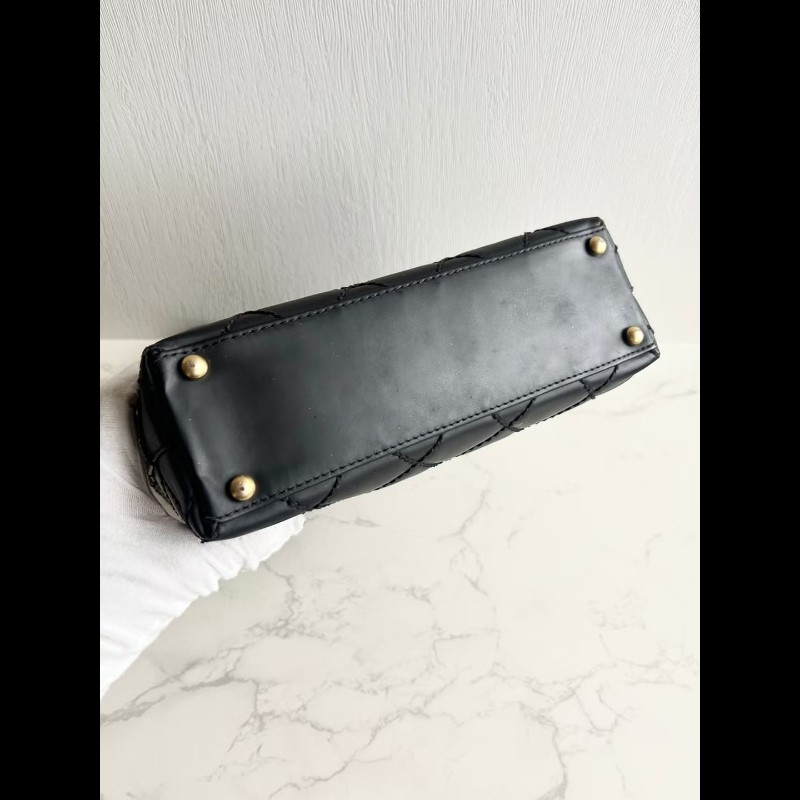 【LA LUNE】絕版古董包 Chanel Vivian 黑金色托特包 側背包 單肩包 中古-4