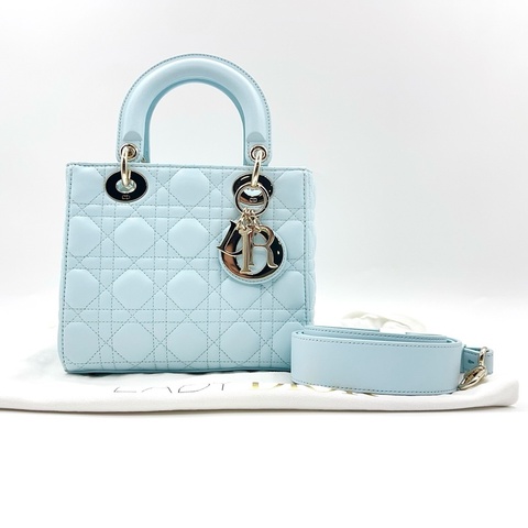 99新🆕Dior/迪奧五格戴妃 手提包斜挎包單肩包 藍色 金扣 24年編碼 💙正品