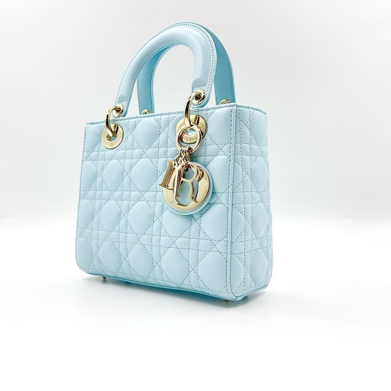 99新🆕Dior/迪奧五格戴妃 手提包斜挎包單肩包 藍色 金扣 24年編碼 💙正品-2