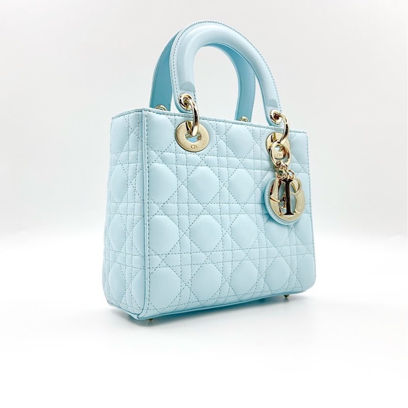 99新🆕Dior/迪奧五格戴妃 手提包斜挎包單肩包 藍色 金扣 24年編碼 💙正品-3