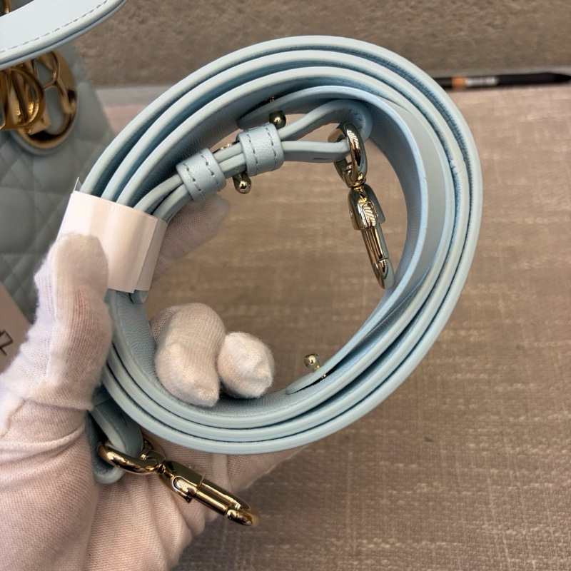 99新🆕Dior/迪奧五格戴妃 手提包斜挎包單肩包 藍色 金扣 24年編碼 💙正品-6