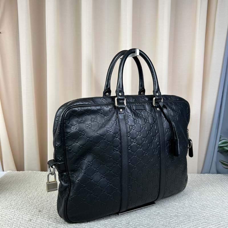 古馳Gucci黑色壓紋公文包-3