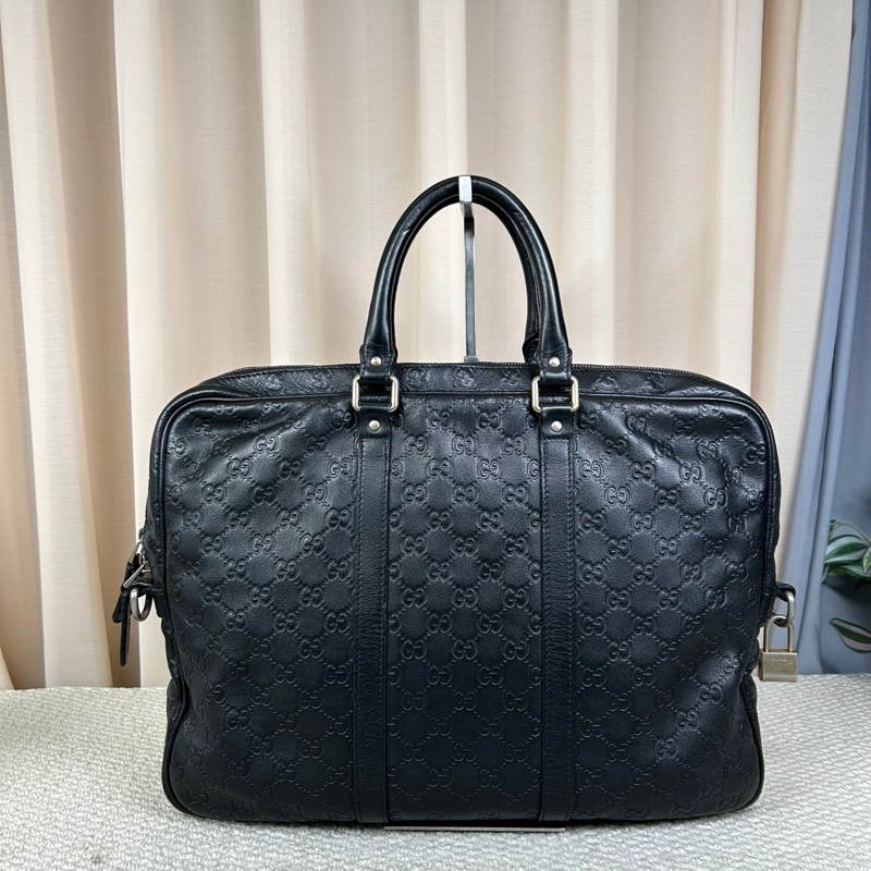 古馳Gucci黑色壓紋公文包-4