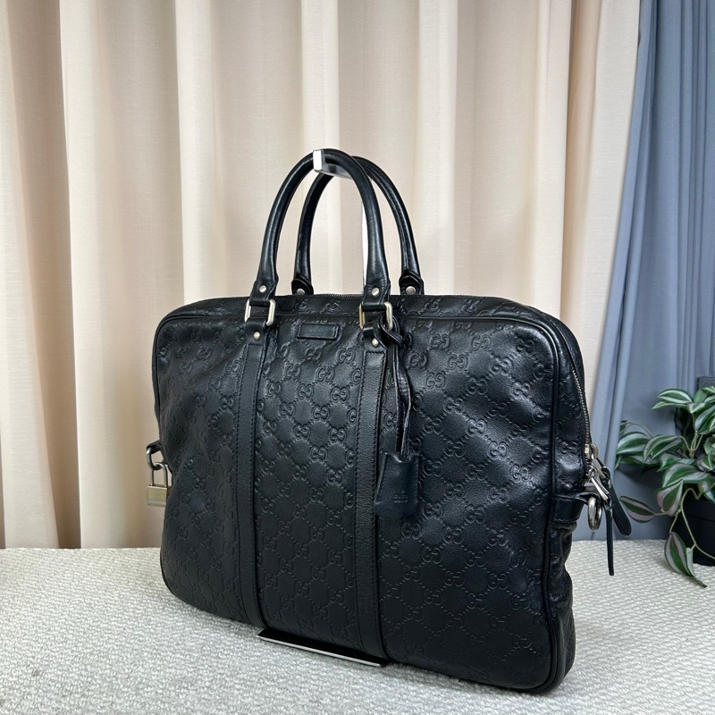 古馳Gucci黑色壓紋公文包-5