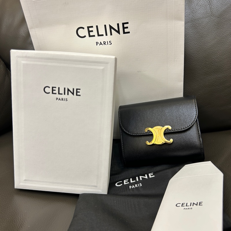 Celine 全新黑色TRIOMPHE小號翻蓋錢包-19