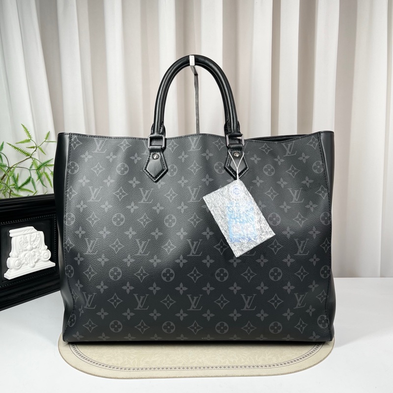LV路易威登 98新 芯片款 GRAND SAC 男士黑色老花拼皮tote手提公文包-3