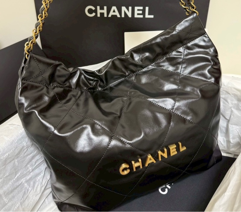 Chanel 香奈兒 經典22bag /肩背包/黑金款/小號/晶片款/全新全配-0