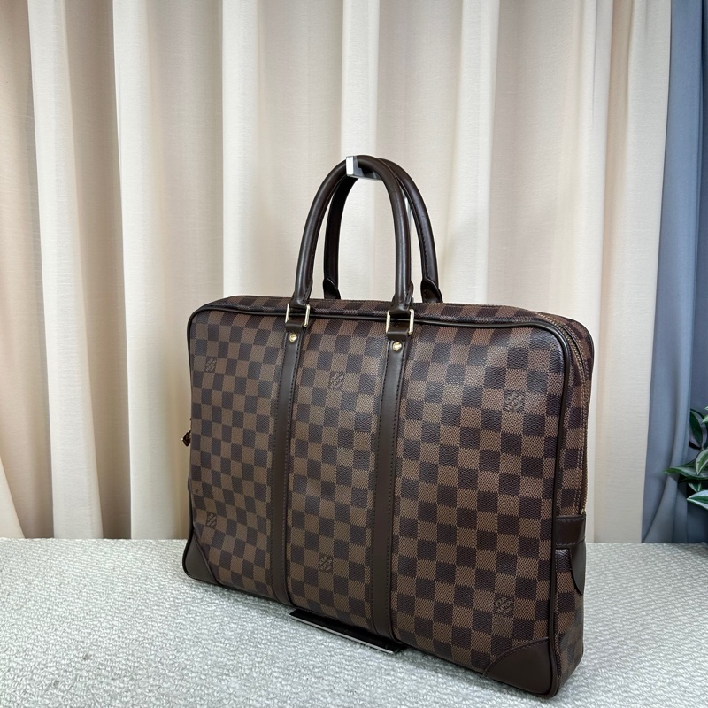 LV路易威登棕色棋盤格手提公文包-3