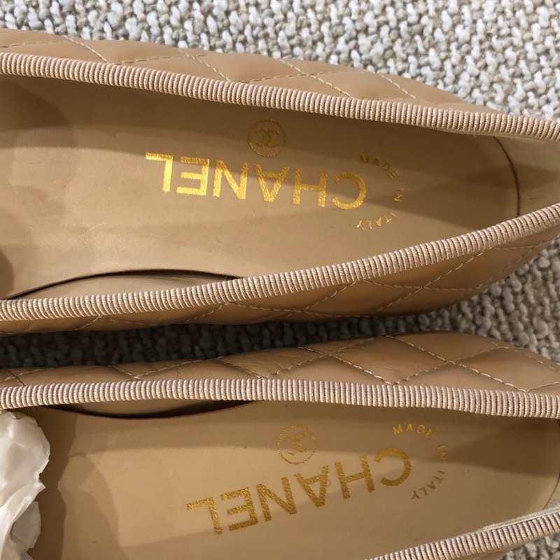 Chanel香奈兒 奶茶色芭蕾舞鞋蝴蝶結 36碼 只穿過一次-3