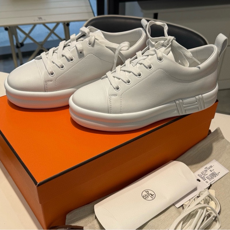 全新 Hermès 愛馬仕happy小白鞋 36碼 盒子塵袋鞋-0