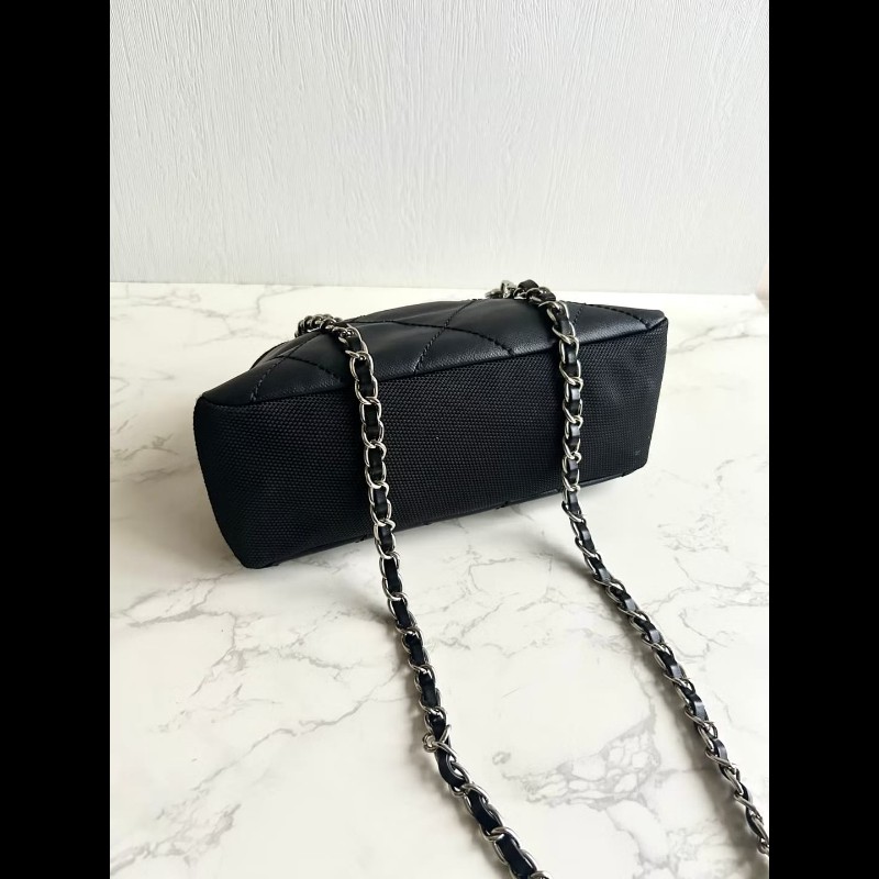 【LA LUNE】Chanel黑色銀扣半月斜背包 中古包 單肩包 側背包 二手包 古董包-5