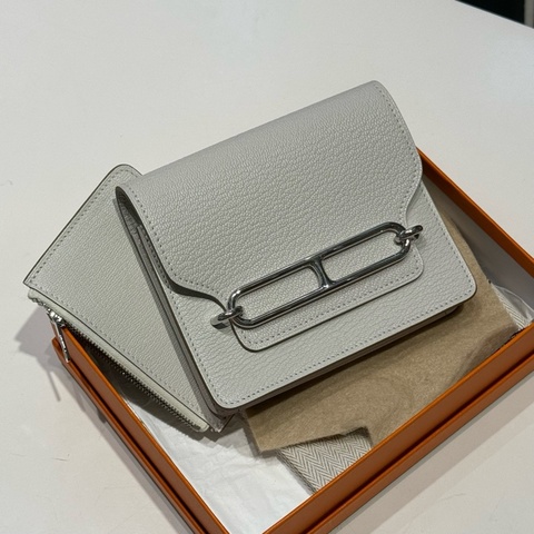 Hermès愛馬仕 豬鼻子slim 奶灰色 roulis 山羊皮 B刻  配件盒子塵袋羊毛氈。