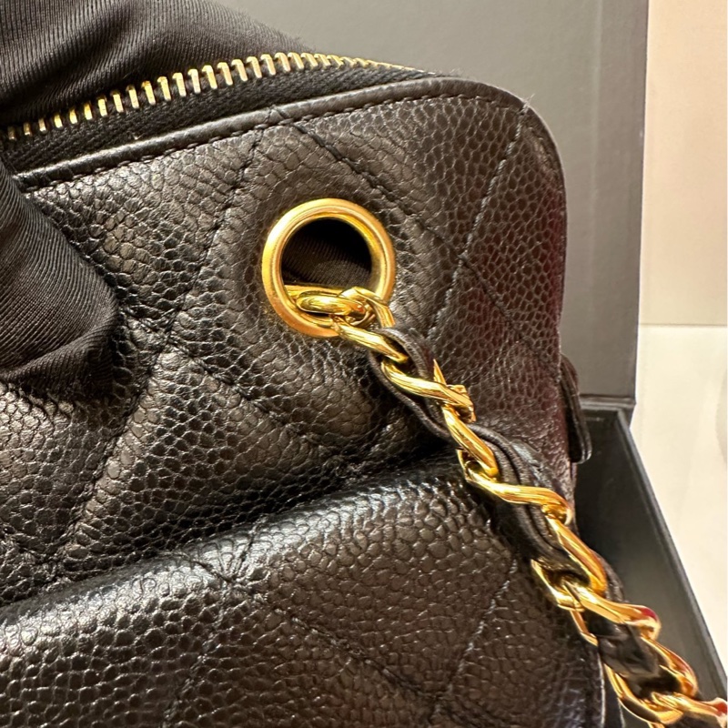 香奈兒Chanel 黑金荔枝皮奶粉包中古款 4開-8