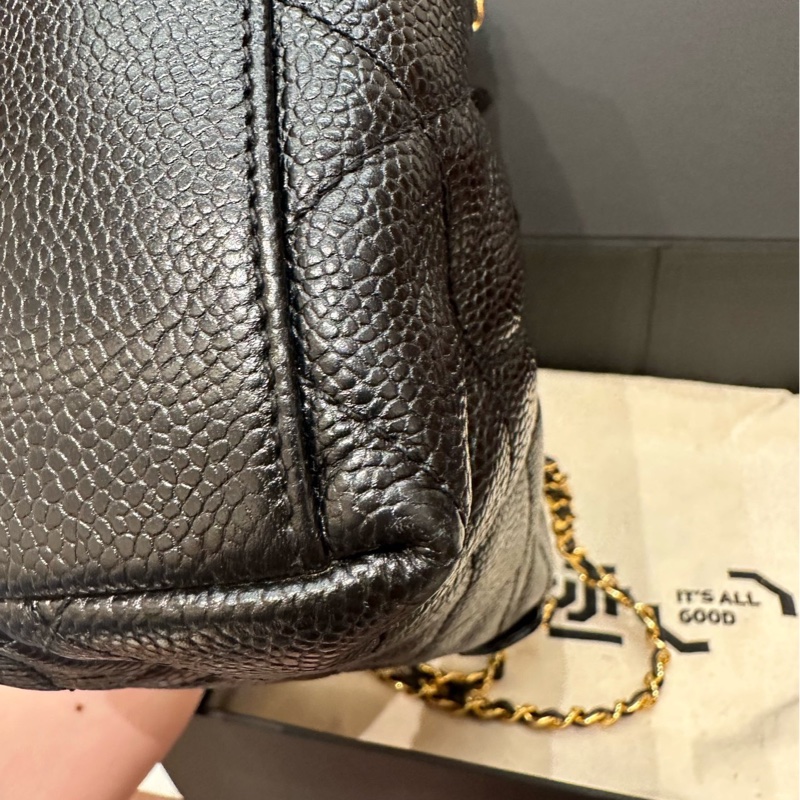 香奈兒Chanel 黑金荔枝皮奶粉包中古款 4開-11