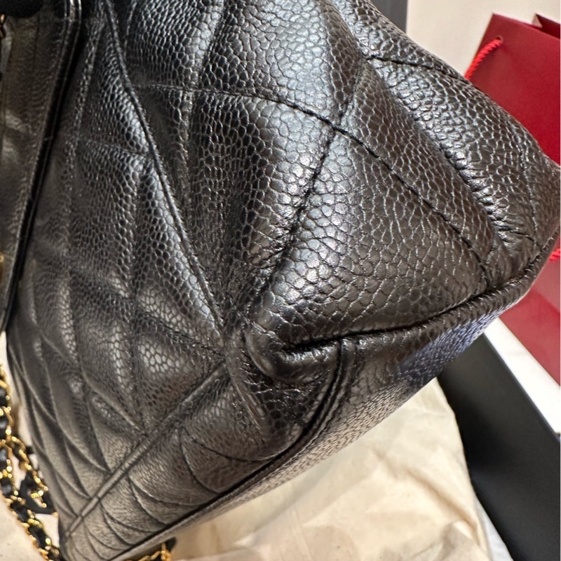 香奈兒Chanel 黑金荔枝皮奶粉包中古款 4開-15