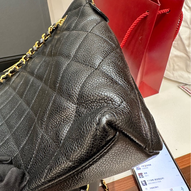 香奈兒Chanel 黑金荔枝皮奶粉包中古款 4開-17