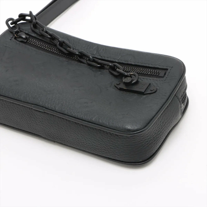 路易威登男士RFID防護Taurillon Monogram Pochette Volga M55703皮革手拿包-2