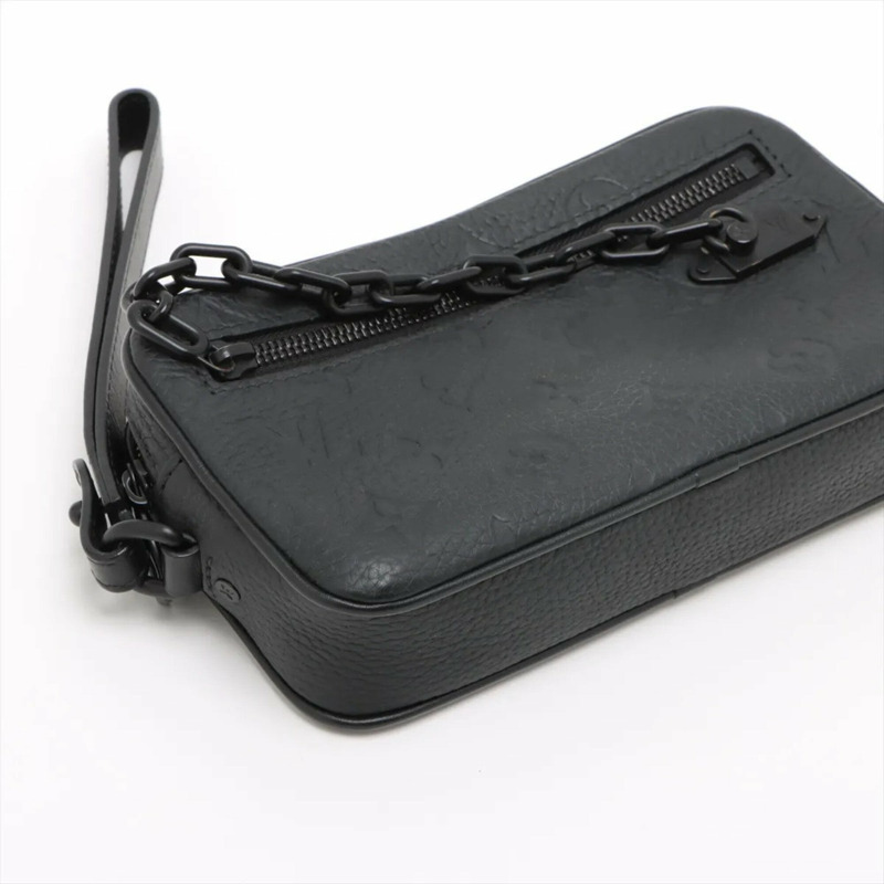 路易威登男士RFID防護Taurillon Monogram Pochette Volga M55703皮革手拿包-3