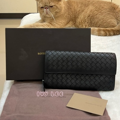BOTTEGA VENETA  黑色 經典 編織長夾 正品 二手精品