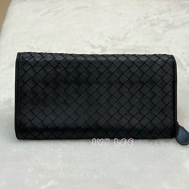 BOTTEGA VENETA 黑色 經典 編織長夾 正品 二手精品-1