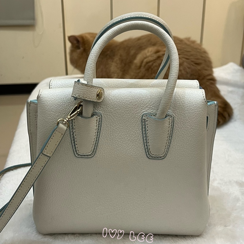 MCM Mini Milla 兩用手提包 斜背包 象牙白 水藍 正品 二手精品-1