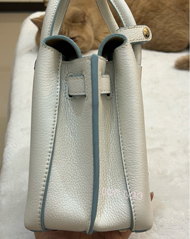 MCM Mini Milla 兩用手提包 斜背包 象牙白 水藍 正品 二手精品-6
